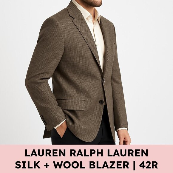 Lauren Ralph Lauren Other - Lauren Ralph Lauren Christmas Silk Wool Houndstooth Blazer Quiet Luxury 42R